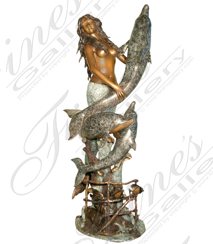 Bronze Fountains  - Dolphins Circling Mermaid - BF-648