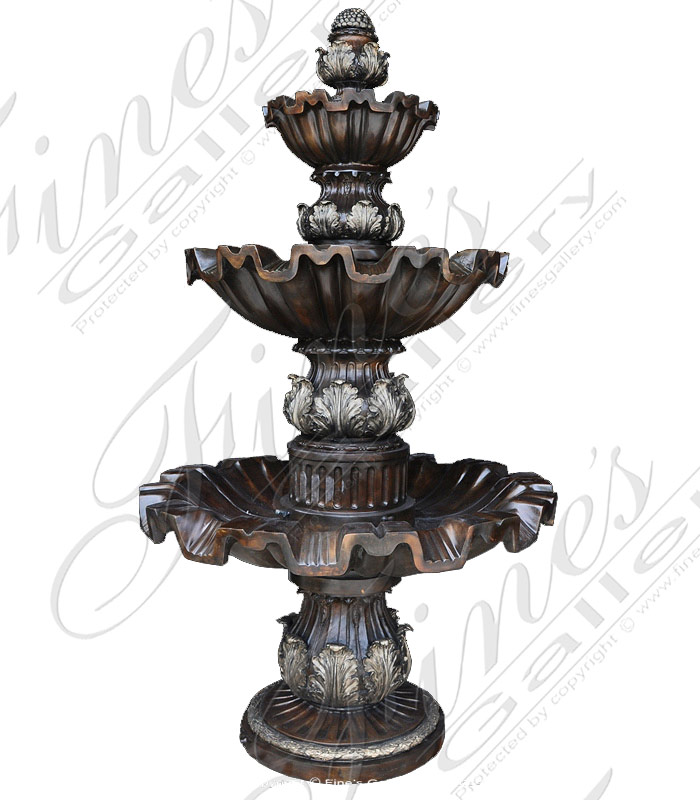 Search Result For Bronze Fountains  - Three Tiered Bronze Acanthus Leaf Theme Fountain - BF-675