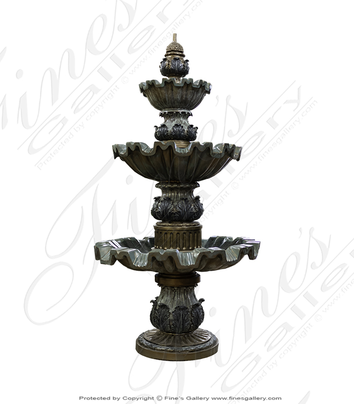 Bronze Fountains  - Three Tiered Bronze Acanthus Leaf Theme Fountain - BF-675