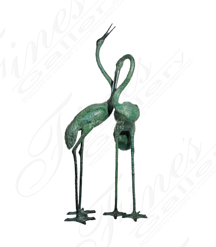 Bronze Fountains  - Two Cranes Bronze Fountain - BF-723