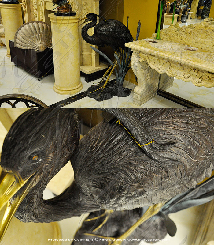 Search Result For Bronze Fountains  - Wood Stork Pair - BF-523