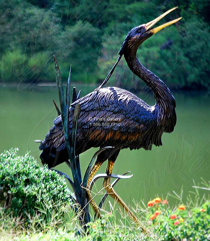 Search Result For Bronze Fountains  - Wood Stork Pair - BF-523