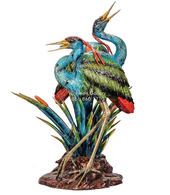 Search Result For Bronze Fountains  - Large Multi Color Bronze Birds - BF-381