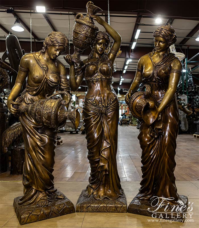 Three Bronze Maidens Fountain Set