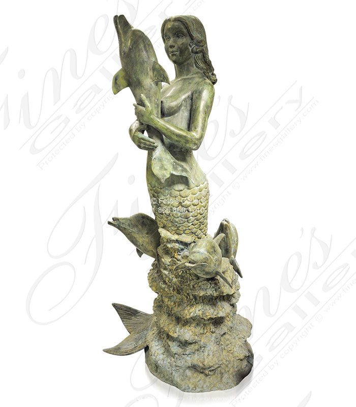 Bronze Fountains  - Mermaid And Dolphins Fountain - BF-745