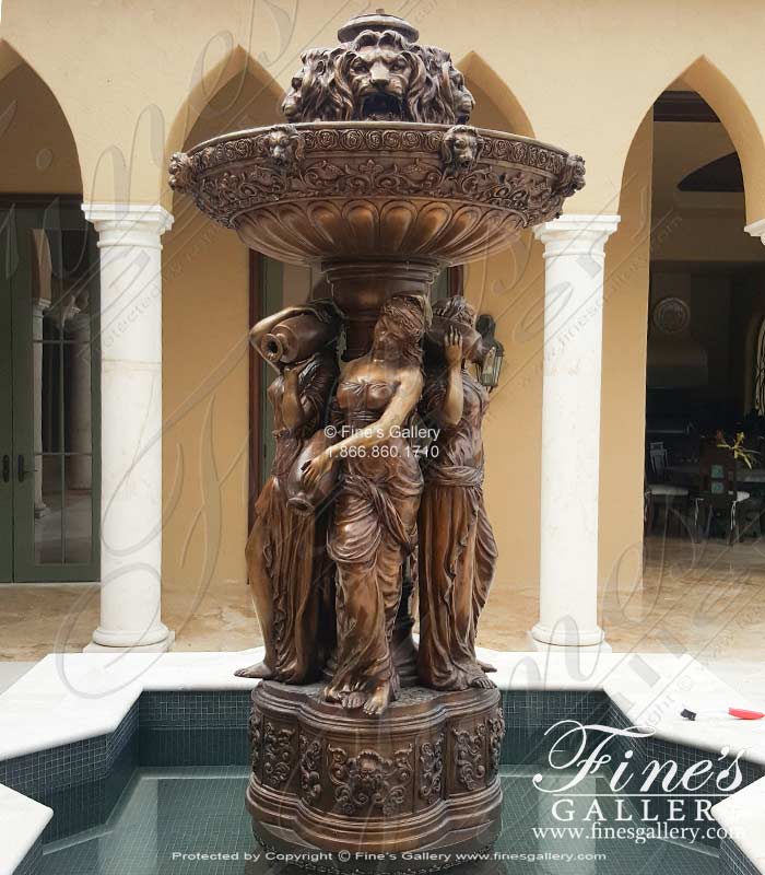 Marble Fountains  - Ornate Pool Basin In Antique Gold Granite - MPL-271