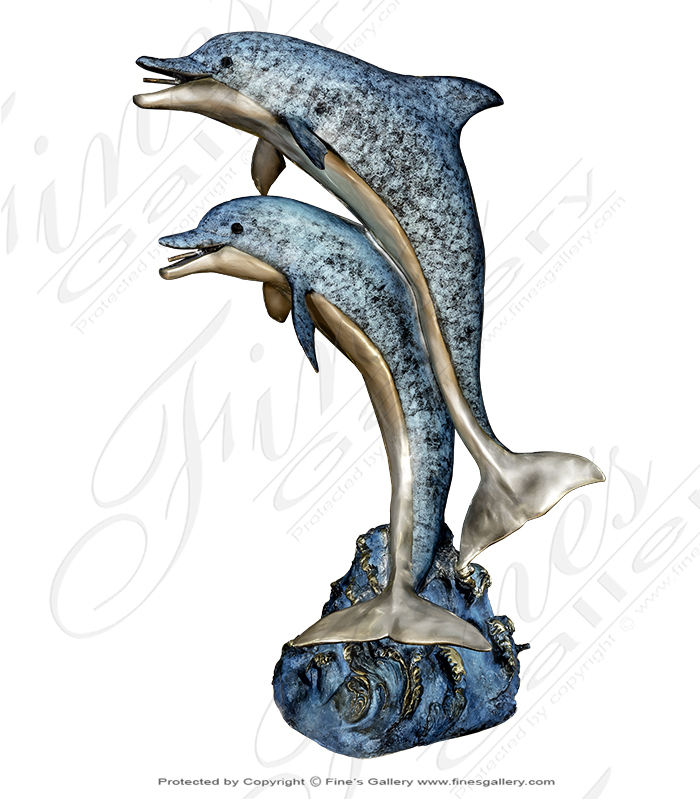 Bronze Statues  - Dolphin, Turtle & Fish Bronze Sculpture - BS-1318
