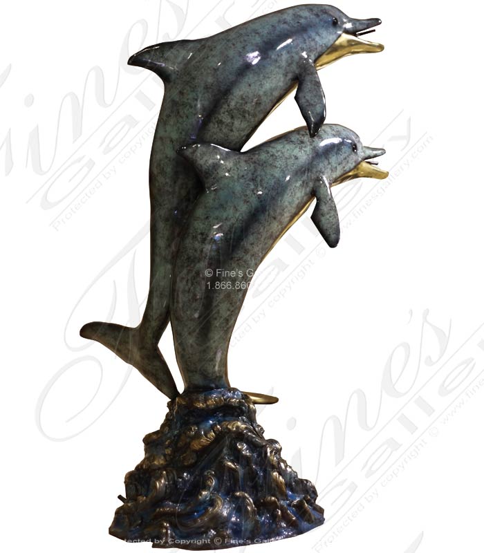 Bronze Statues  - Dolphin, Turtle & Fish Bronze Sculpture - BS-1318