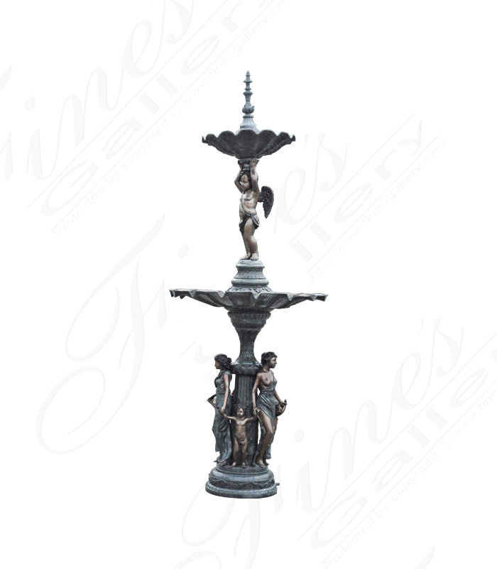 Maidens and Cherubs Bronze Tiered Fountain