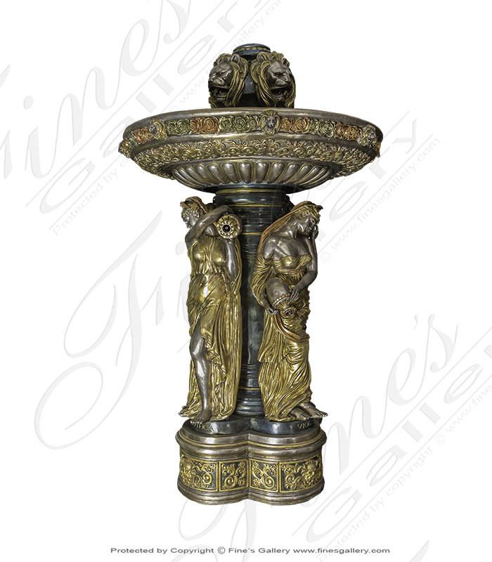 Marble Fountains  - Greek Marble Ladies And Lions Fountain - MF-1102