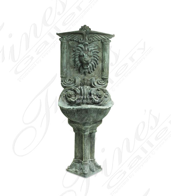 Bronze Fountains  - Majestic Lion Bronze Wall Fountain - BF-784