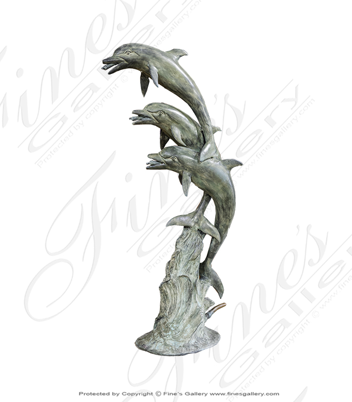 Bronze Fountains  - Three Dolphins Bronze Fountain - BF-797