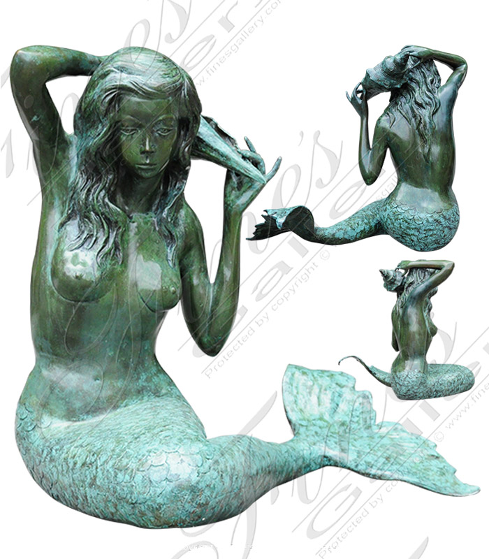 Bronze Fountains  - Patina Bronze Mermaid - BF-804