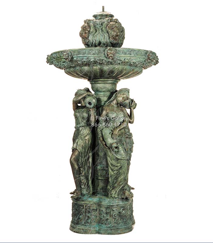 Bronze Fountains  - Ladies And Lions Patina 75 Inch - BF-815