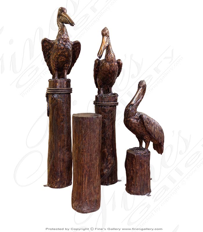 Bronze Fountains  - Set Of Bronze Pelicans - BF-816