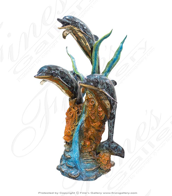 Bronze Fountains  - Three Bronze Dolphins - BF-821