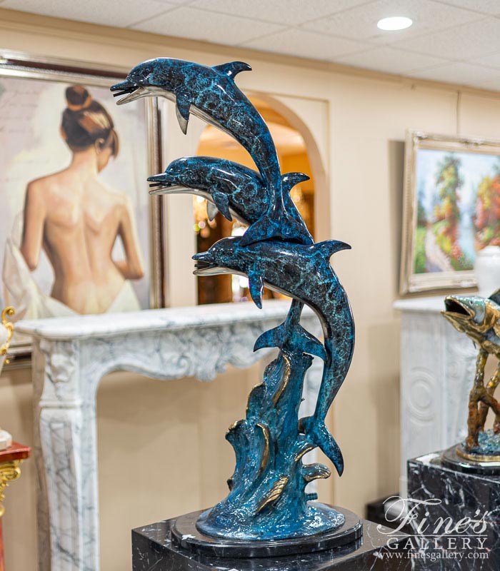 Bronze Fountains  - Three Dolphins Bronze Fountain - BF-824
