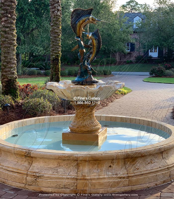 Bronze Marlins Fountain Feature