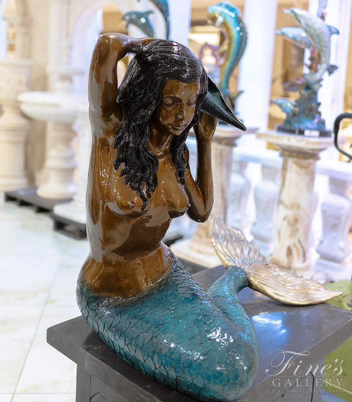 Bronze Fountains  - Kneeling Bronze Mermaid Fountain - BF-850