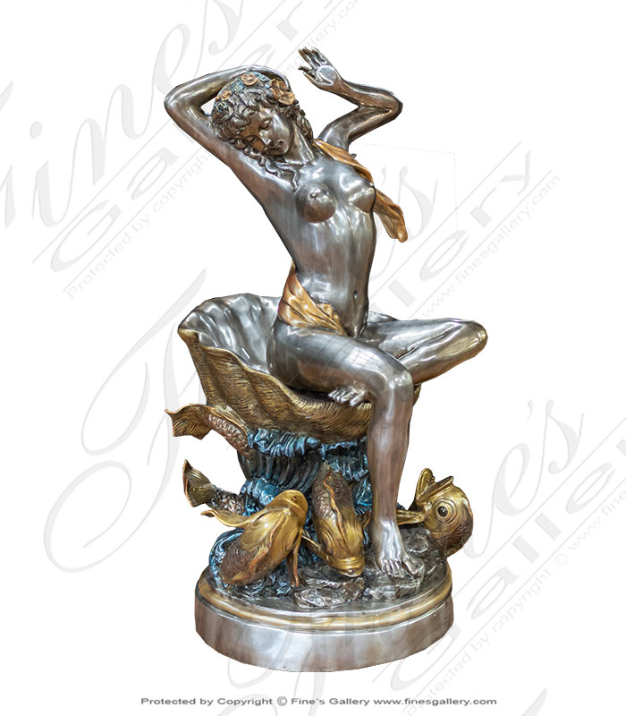 Bronze Fountains  - Lady On Shell Bronze Fountain - BF-857
