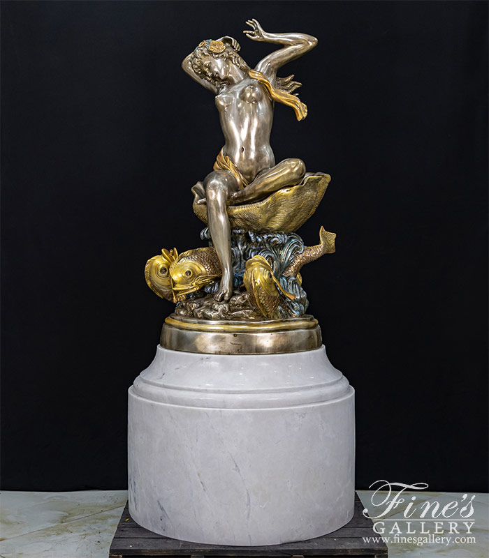 Bronze Fountains  - Lady On Shell Bronze Fountain - BF-857