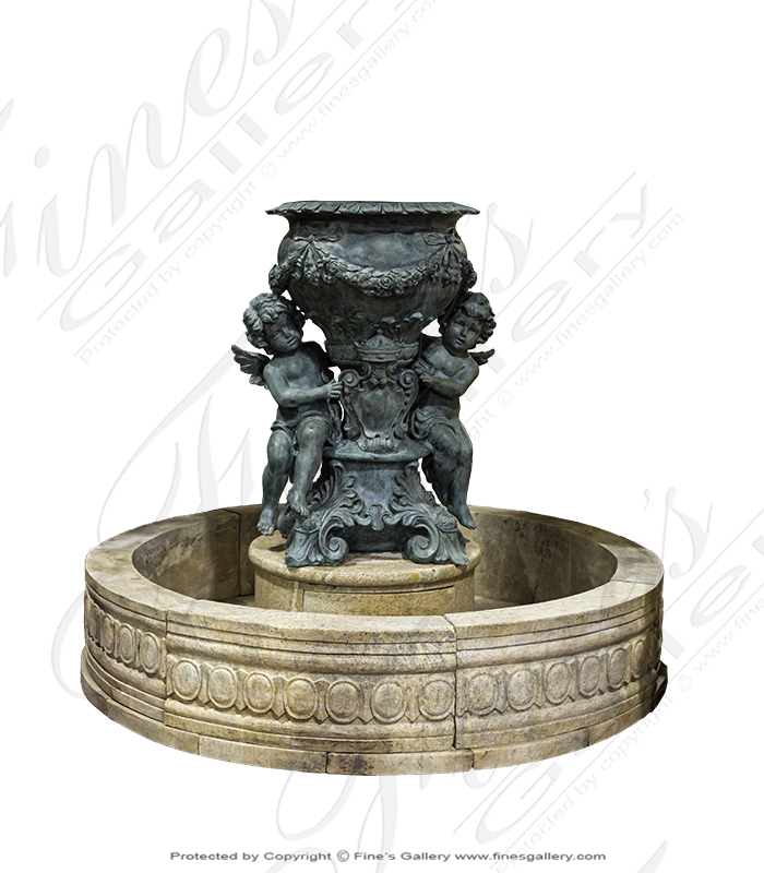 Bronze Fountains  - Royal Angels Antique Finish Bronze Fountain - BF-858