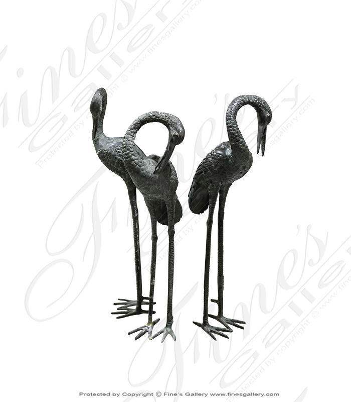 Bronze Fountains  - Bronze Egrets ( Set Of 3 )  - BF-866