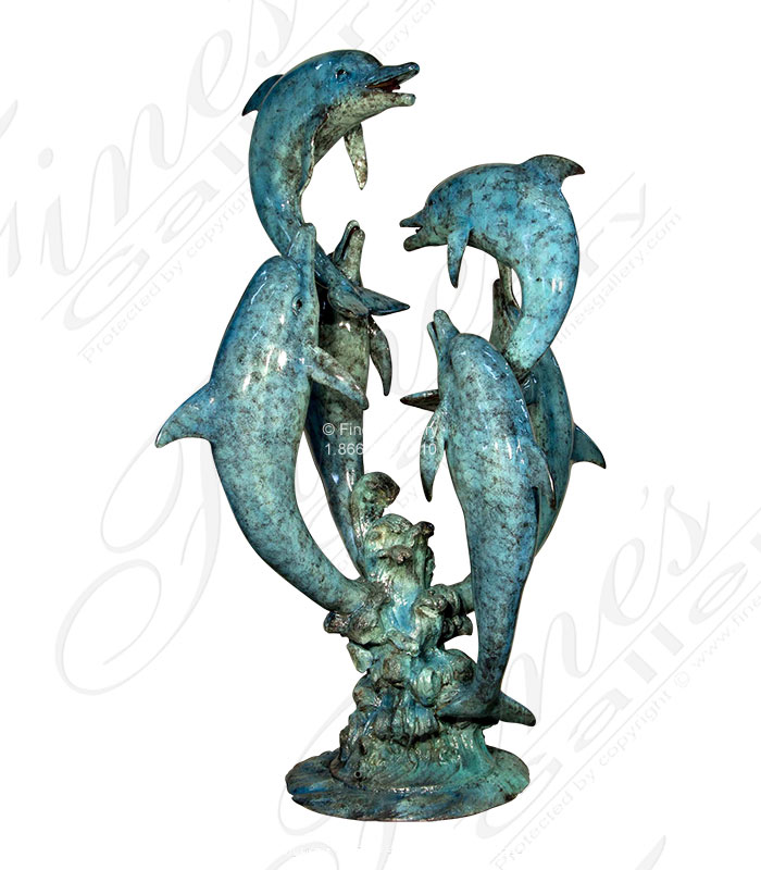 Six Dolphins Bubble Fishing Bronze Fountain Feature