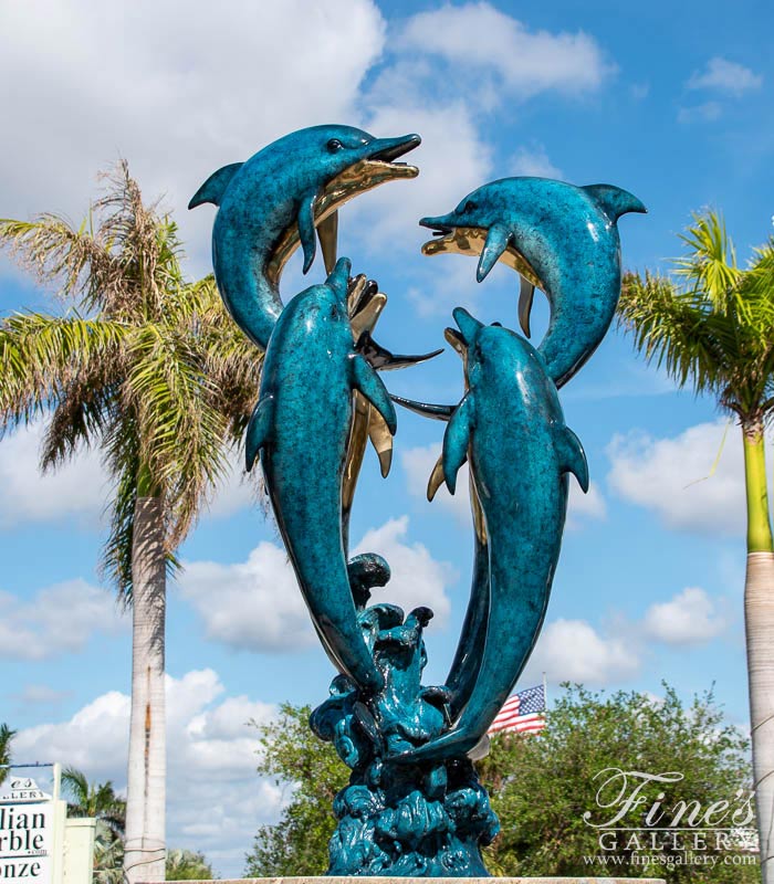 Six Dolphins Bubble Fishing Bronze Fountain Feature
