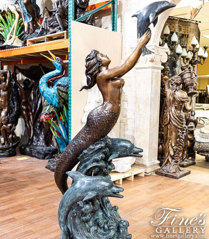 Bronze Fountains  - Mermaid With Jumping Dolphins - BF-883