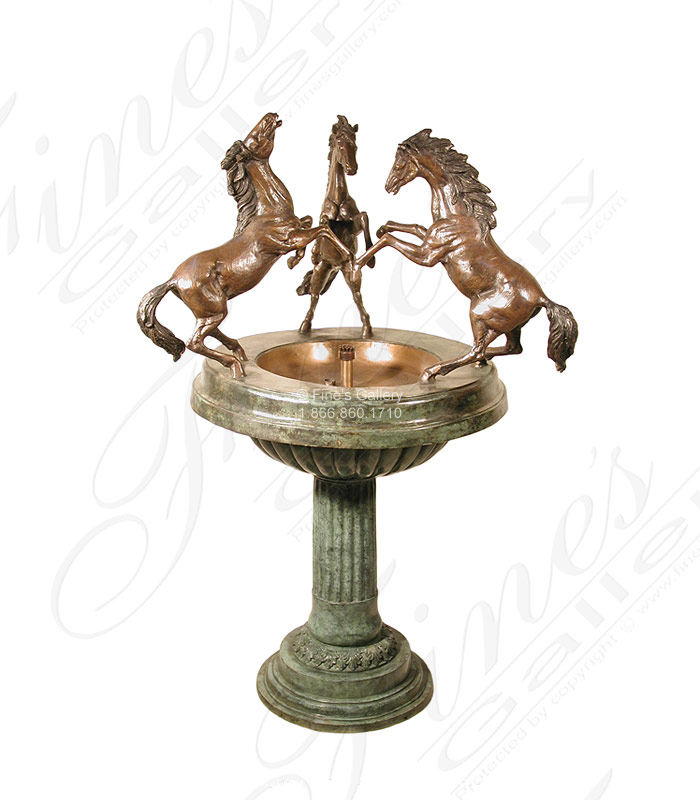 Bronze Fountains  - Rearing Bronze Horses Fountain - BF-884