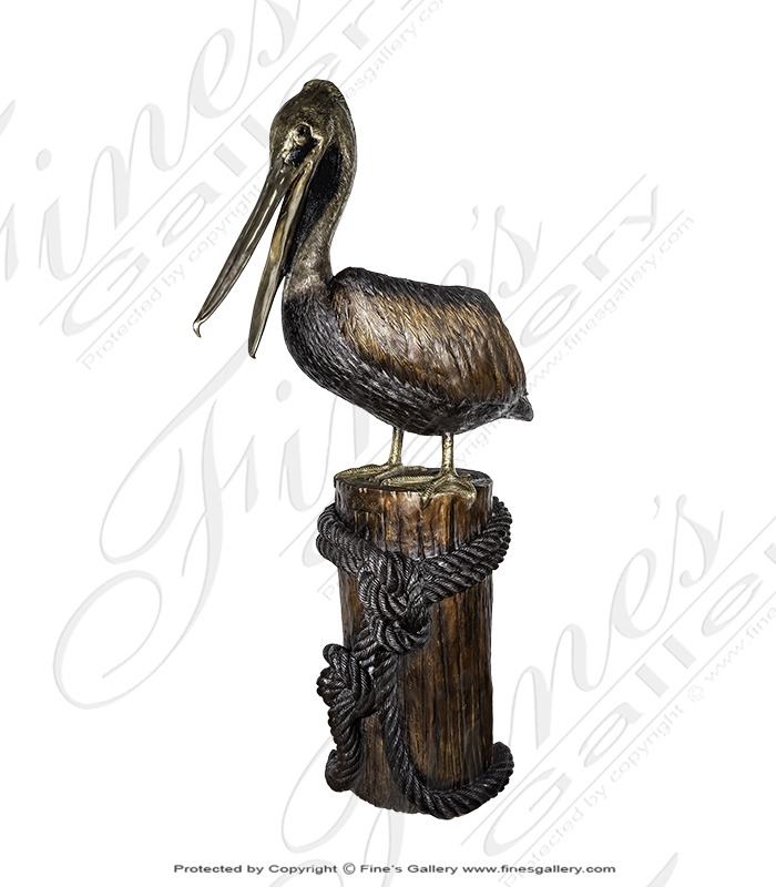 Bronze Fountains  - Pelican On Pier Bronze Fountain - BF-888