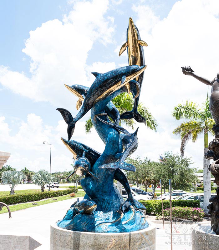 Oversized Bronze Dolphins Fountain