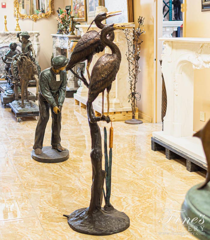 Bronze Fountains  - Bronze Heron Pair Fountain - BF-919