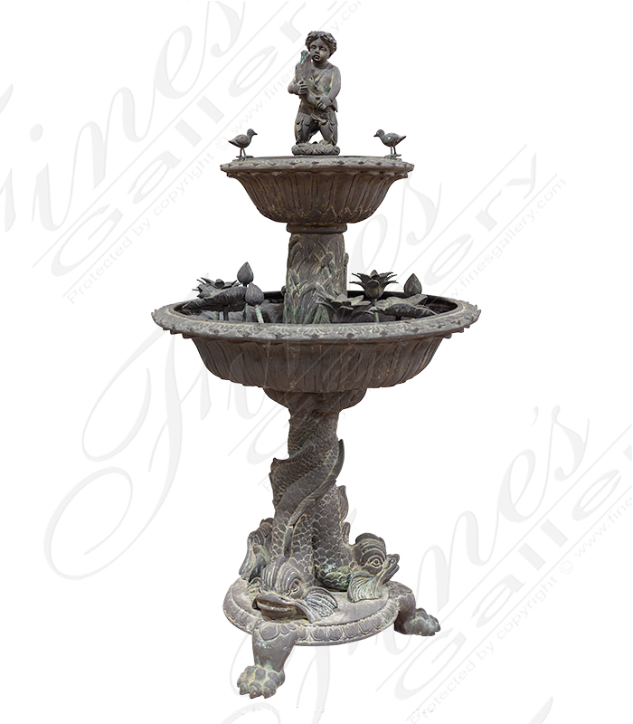 Bronze Fountains  - Vintage Tiered Fountain In Patina Bronze  - BF-921