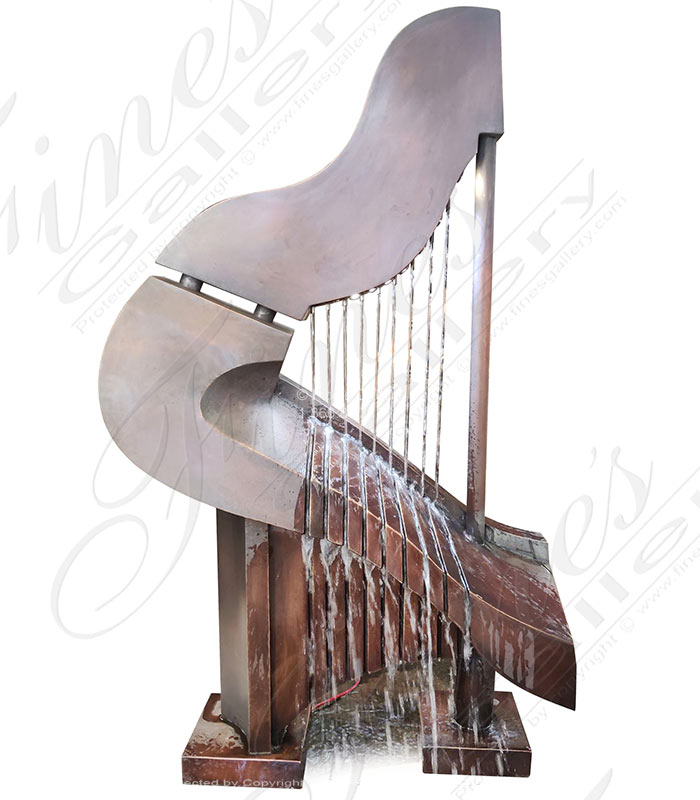 Bronze Fountains  - Outstanding Harp Fountain In Classic Bronze - BF-935