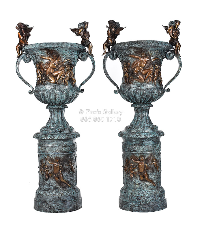 Bronze Planters  - Angel Cherub Planter Pair - BP-115