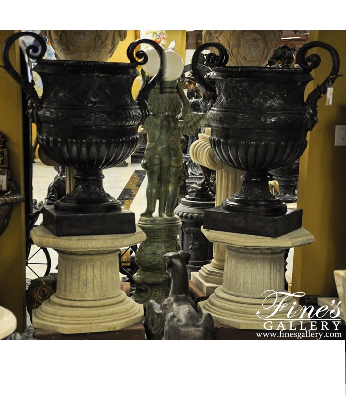 Bronze Planters  - Classic Bronze Urn With Handle Pair - BP-1182