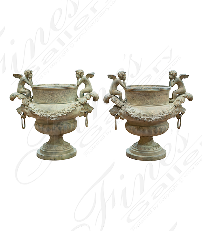 Bronze Planters  - Ornate Bronze Planter In Aged Patina Finish - BP-1204