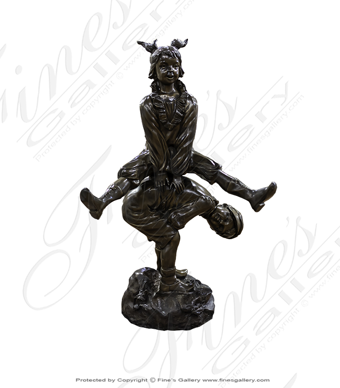 Bronze Statues  - Brown Leap Frog Children - BS-102