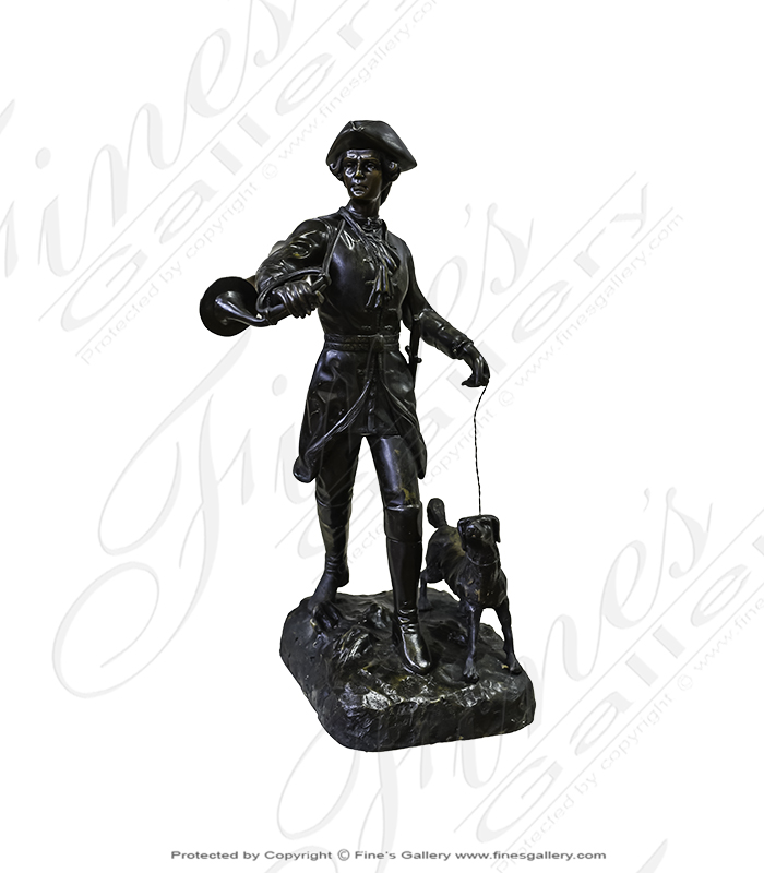 Bronze Statues  - Colonial Man Fox Hunt In Bronze - BS-1046