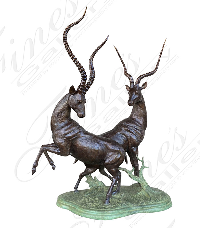 Bronze Statues  - Two Antelope Bronze Statue - BS-1062