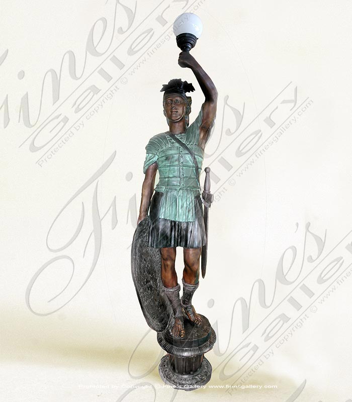 Bronze Statues  - Ancient Roman Soldier Lamp - BS-112