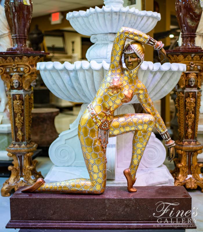Search Result For Bronze Statues  - Art Deco Dancer In Gold Finished Bronze With Red Marble Plynth Included! - BS-1192