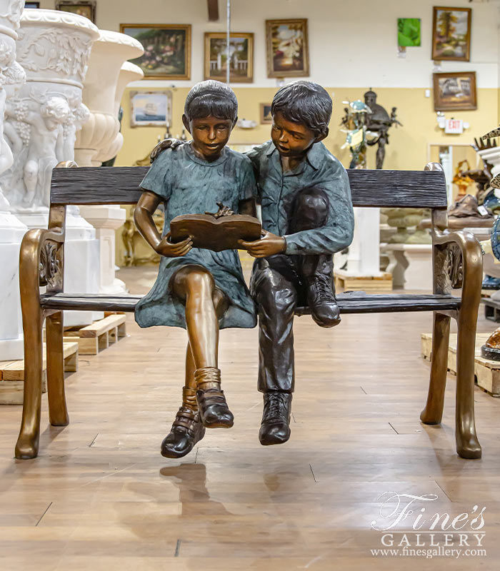 Bronze Statues  - First Love Kids On Bench - BS-120