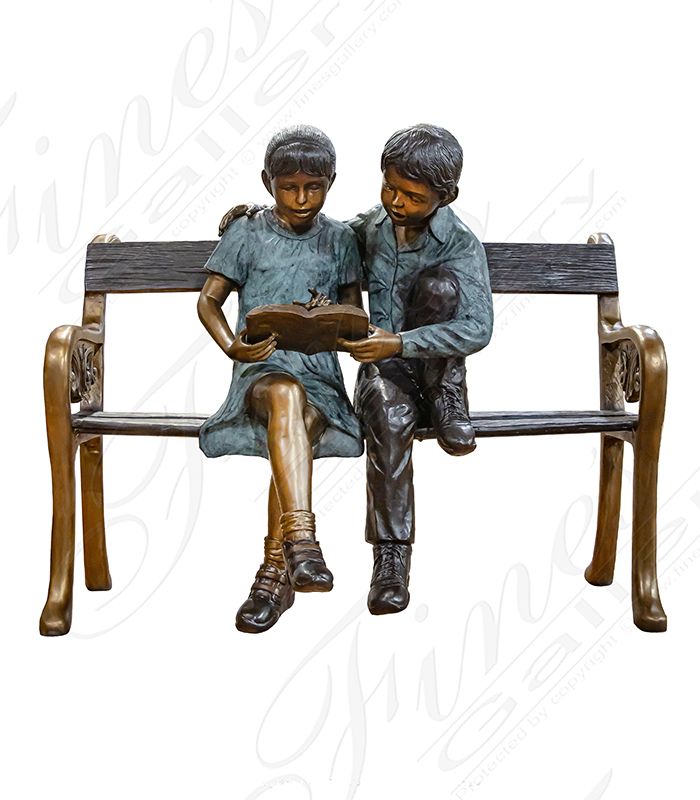 Bronze Statues  - First Love Kids On Bench - BS-120