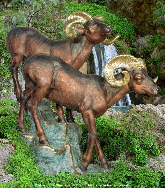 Bronze Statues  - Majestic Mountain Goat Pair - BS-1219
