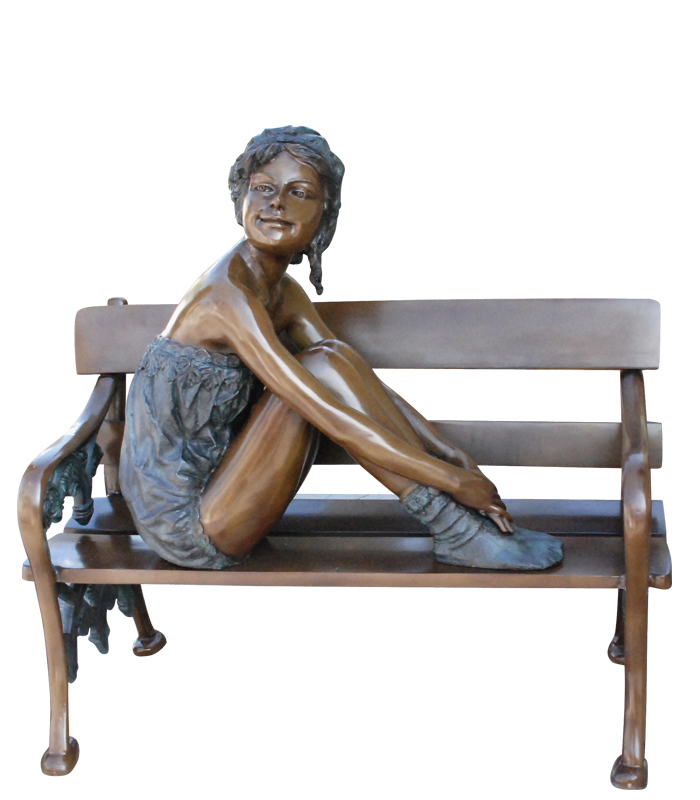 Bronze Statues  - Bronze Girl On Bench - BS-1224