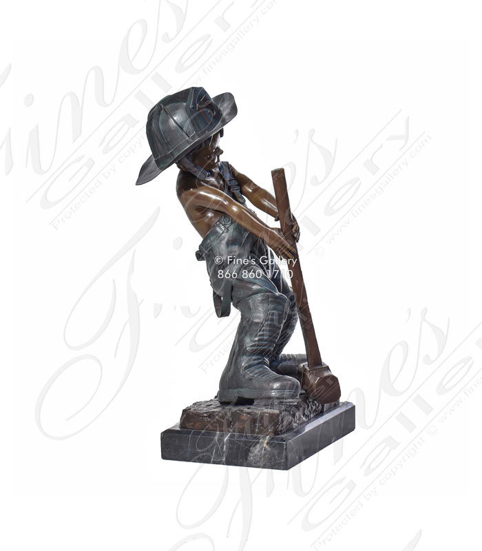 Bronze Statue of a  Child Fireman