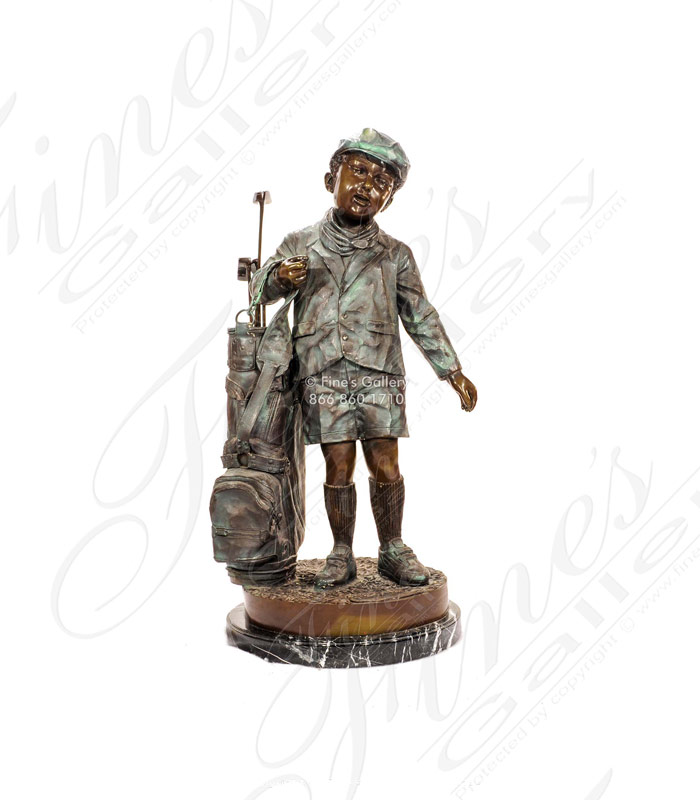 Young Child Golfer Bronze Statue